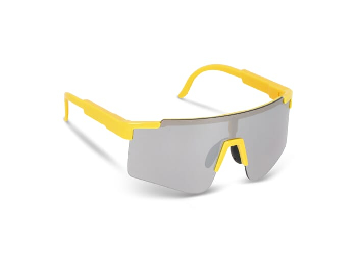 Lunettes de sport promotionnelles UV400 avec verres miroir Assortiment fluorescent / Jaune